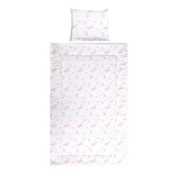 Set lenjerie pat 3 piese, bumbac ranforce, Cosy, Moons & Stars Pink