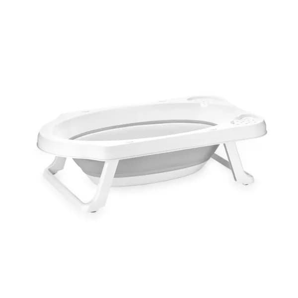Cadita pliabila pentru bebelusi, 82 cm, cu dop de scurgere, Nordic Grey