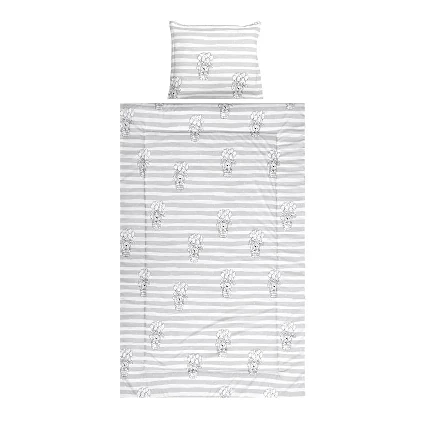 Set lenjerie pat 3 piese, bumbac ranforce, Cosy, Striped Grey