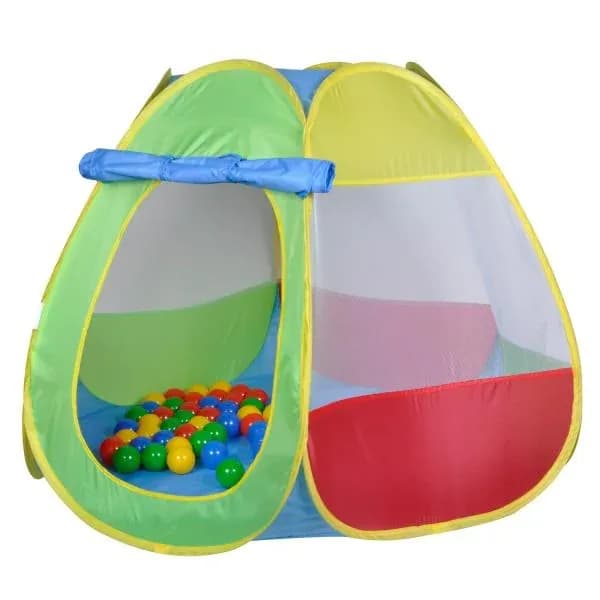 Casuta de joaca pentru copii, Knorr Toys, potrivit interior/exterior, include 50 bile asortate coloristic fara BPA, din tesatura de cort hidrofuga, 0 Luni+, Bellox