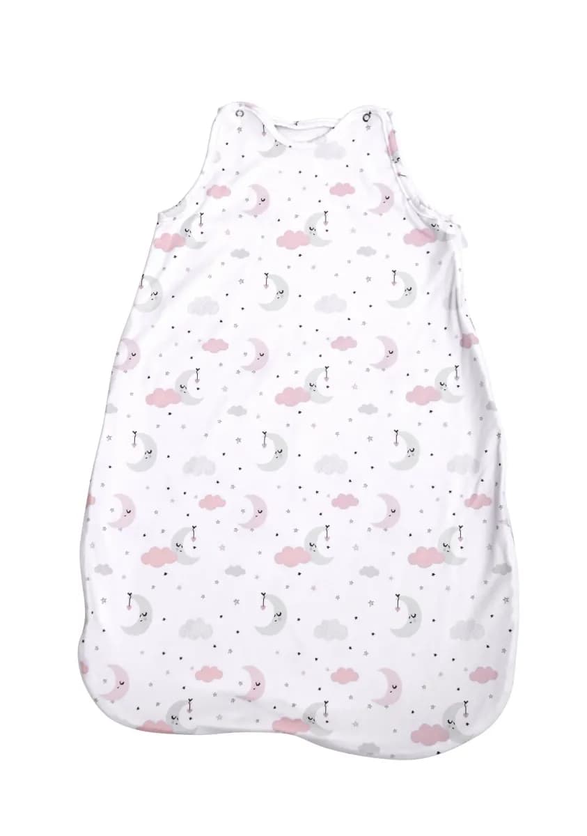 Sac de dormit, primavara/vara, pentru copii cu inaltimea maxima de 95 cm, Pink Moons & Stars