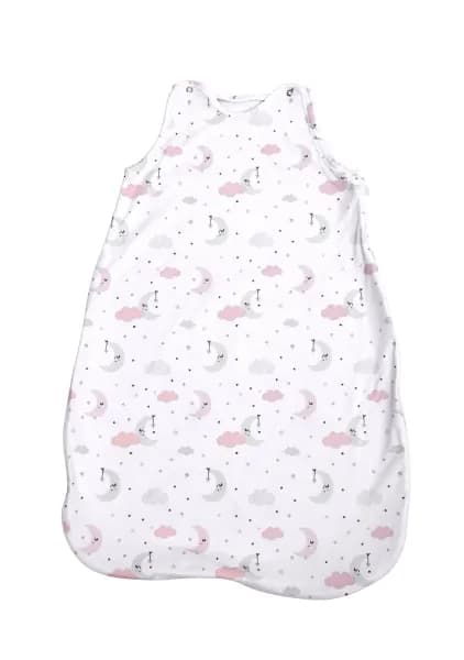 Sac de dormit, primavara/vara, pentru copii cu inaltimea maxima de 95 cm, Pink Moons & Stars
