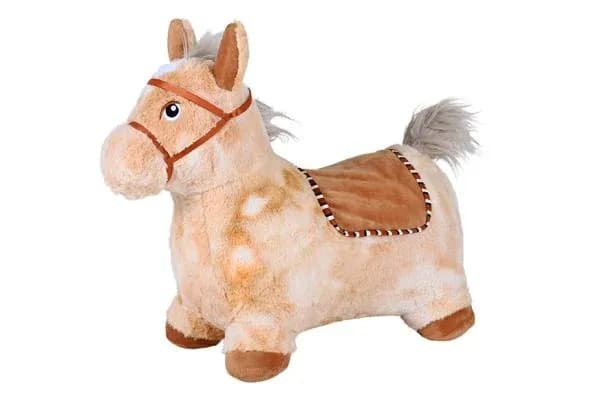 Calut gonflabil din plus pentru sarit, Knorr Toys, include pompa de aer, husa moale detasabila din material textil, 63x26x52 cm, pana la 50 kg, 12 Luni+, Beige