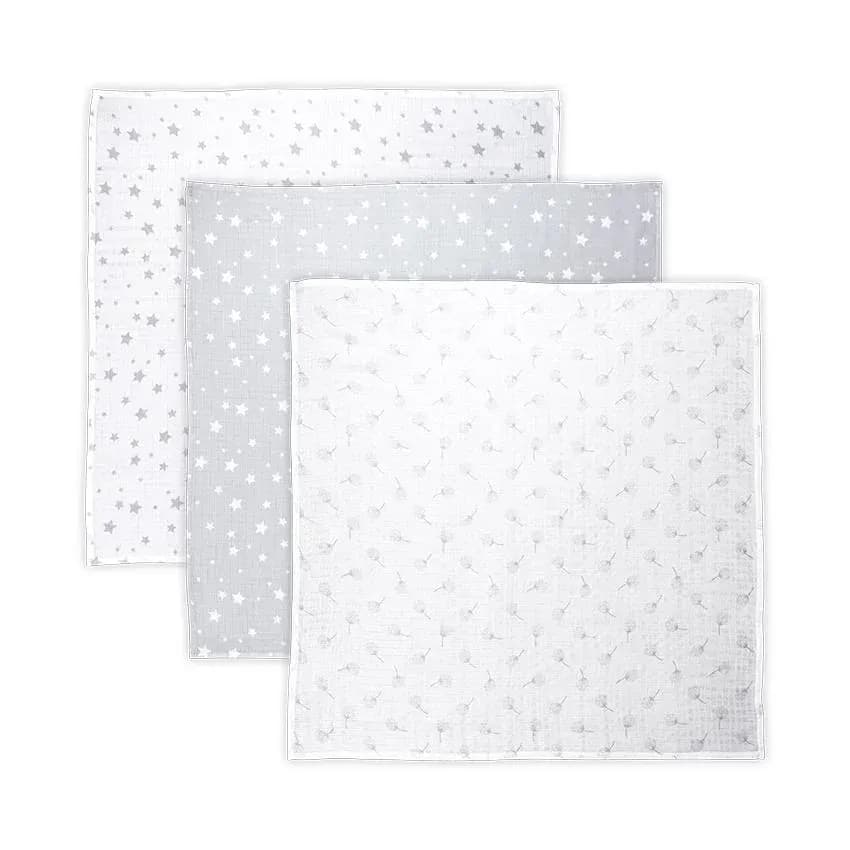 Set 3 scutece din muselin 80x80 cm Trio, New Grey Mix