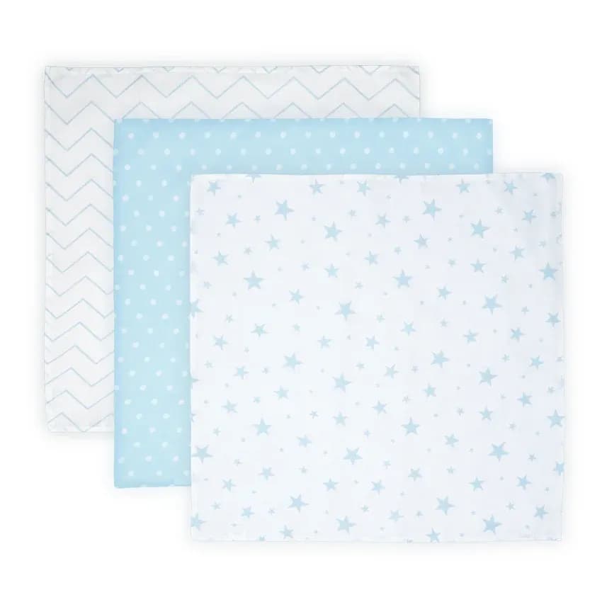 Set 3 scutece pled muselina, 80x80 cm, Blue Mix