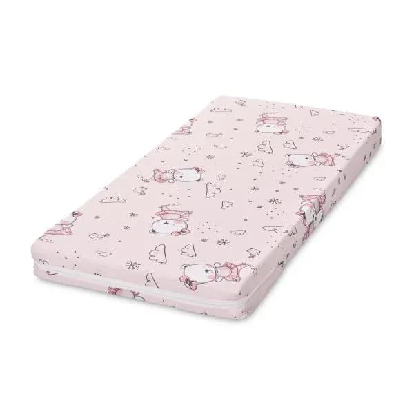 Saltea patut balansoar, First Dreams, 90 x 42 x 6 cm, spuma elastica, Pink Ballerina Bear