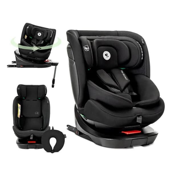 Scaun auto pentru copii, Concord Pro, Isofix, picior de sprijin, rotativ 360, cu perna de calatorie, 40-150 cm, 0 luni-12 ani, Black