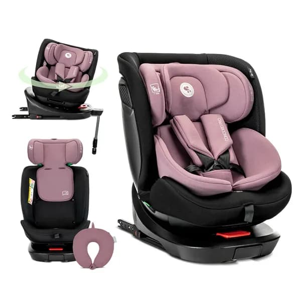 Scaun auto pentru copii, Concord Pro, Isofix, picior de sprijin, rotativ 360, cu perna de calatorie, 40-150 cm, 0 luni-12 ani, Pink