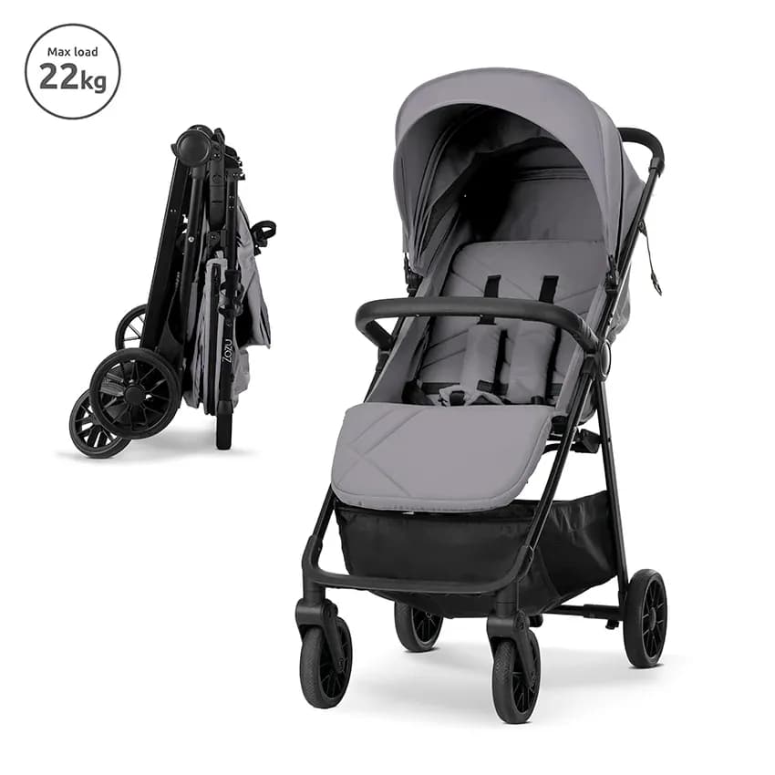 Carucior sport ultrausor, Zozu, pliere cu o mana, 5.8 kg, pana la 22 kg, Grey
