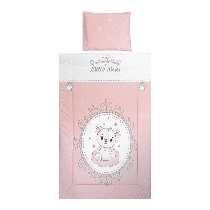 Set lenjerie pat 3 piese, bumbac ranforce, Cosy, Little Bear Pink