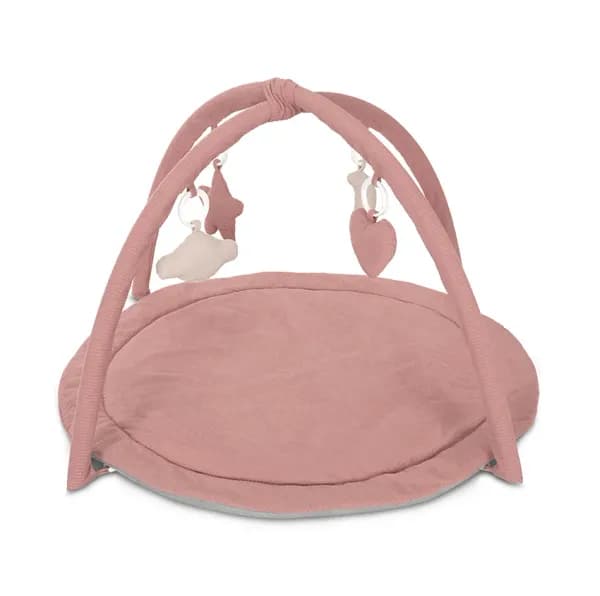 Saltea de activitati pentru bebelusi, Moments, jucarii textile cu sunet si zornaitoare, 83x83 cm, 0 luni+, Pink