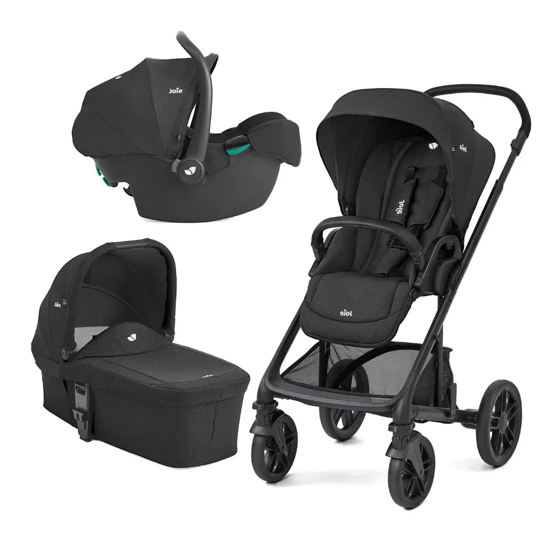 Joie - Carucior pentru copii multifunctional 3 in 1 Chrome 2 Raven (Carucior Chrome 2 Raven + Landou Chrome Raven+ scoica i-Snug Raven)