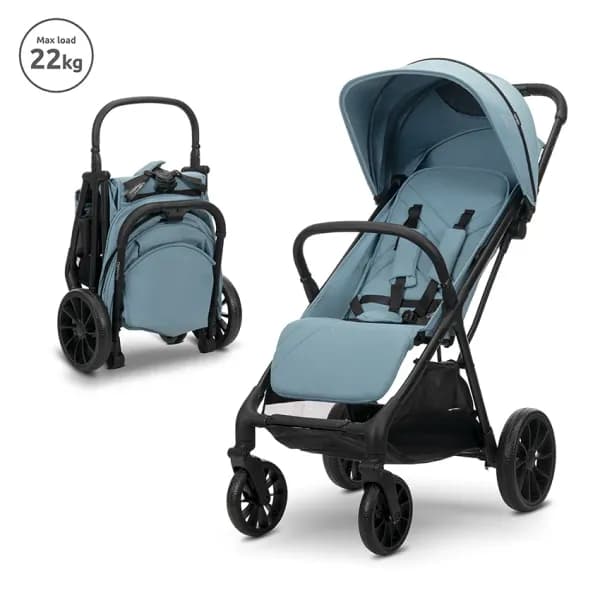 Carucior pentru copii, Nuvella, pliere cu o mana, spatar reglabil multipozitie, copertina extensibila, 0-48 luni, pana la 22 kg, Blue