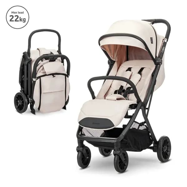 Carucior pentru copii, Calista, pliere automata, cadru din aluminiu, spatar reglabil 3 pozitii, copertina extensibila, 0-48 luni, pana la 22 kg, Beige