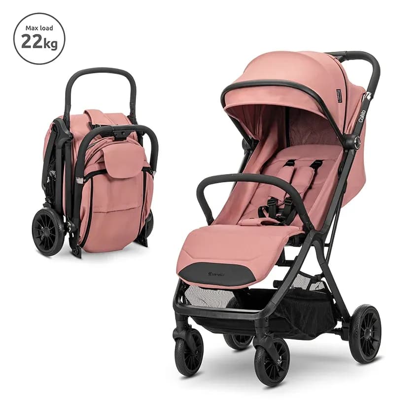 Carucior pentru copii, Calista, pliere automata, cadru din aluminiu, spatar reglabil 3 pozitii, copertina extensibila, 0-48 luni, pana la 22 kg, Pink
