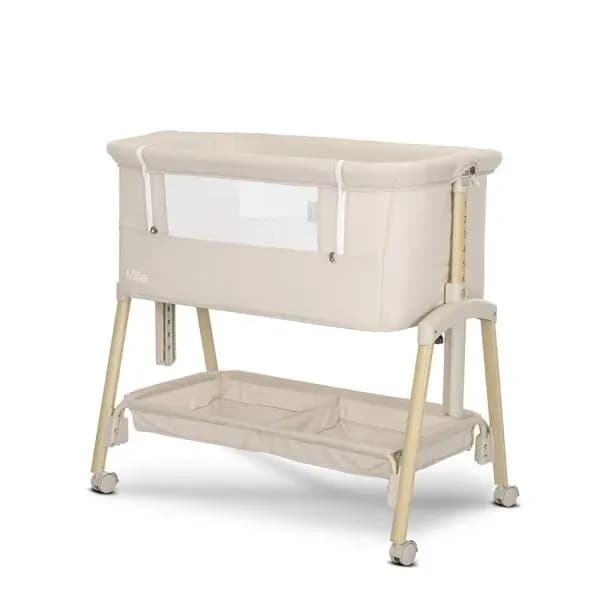 Patut pliabil, co-sleeper, Millie, 0 Luni+, max. 9 kg, inaltime reglabila 7 pozitii, sistem antireflux, plasa de tantari, saltea inclusa, Beige