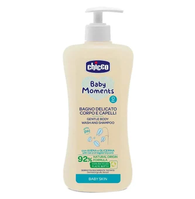 Gel de dus si sampon fara lacrimi Chicco Baby Moments Baby Skin, 500ml, 0luni+ — imaginea 1