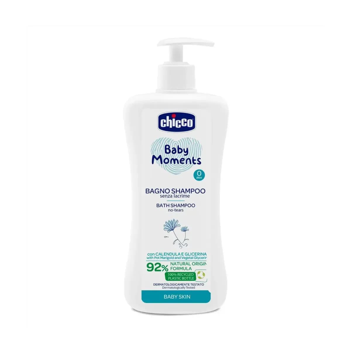Gel de dus si sampon 2 in 1 fara lacrimi Chicco Baby Moments Baby Skin, 750ml, 0 luni+ — imaginea 1