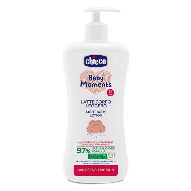 Lotiune dermatologica fluida pentru corp Chicco Baby Moments Sensitive, 500ml, 0 luni+ — imaginea 1