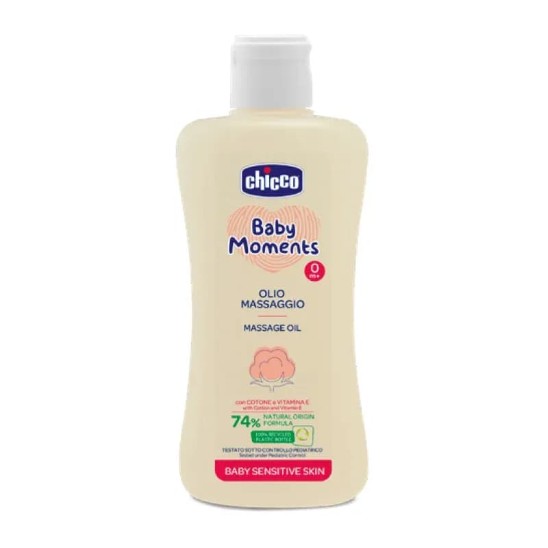 Ulei de masaj dermatologic Chicco Baby Moments Sensitive, 200ml, 0 luni+ — imaginea 1