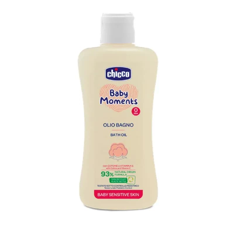 Ulei de baie dermatologic Chicco Baby Moments Sensitive, 200ml, 0 luni+ — imaginea 1
